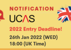 UCAS Application Deadline - 26th Jan 2022